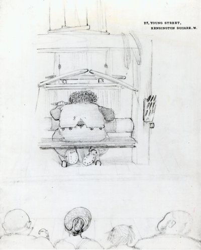 William Morris at His Loom, Caricature by Edward Burne Jones